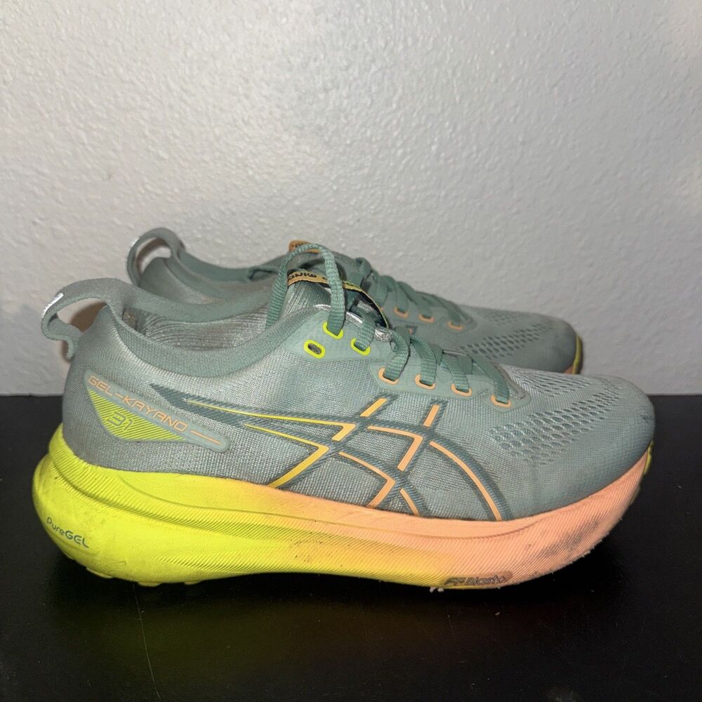 ASICS Gel Kayano 31 Women's Size 8 Gray Yellow Running Athletic Shoes 1012B670